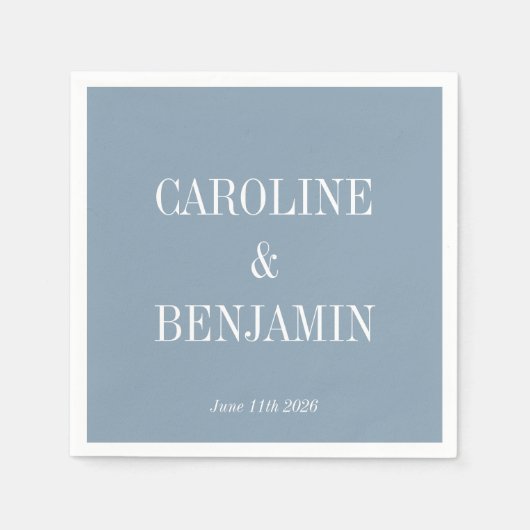 Stijlvol Elegant Modern Dusty Blue Custom Wedding Servet (Voorkant)