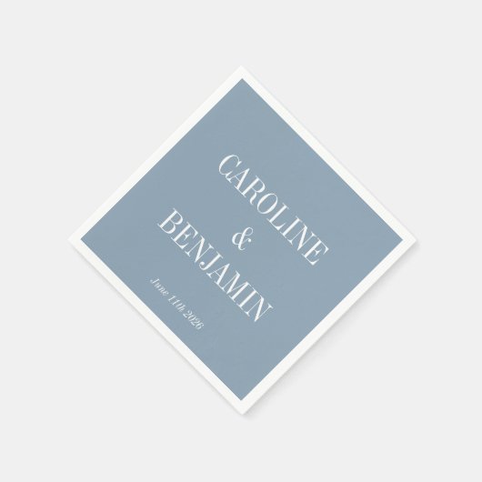 Stijlvol Elegant Modern Dusty Blue Custom Wedding Servet (Hoek)