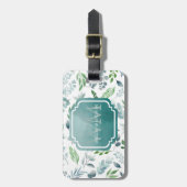 Stijlvol Elegant Monogram Waterverf Foliage Bagagelabel (Voorkant verticaal)