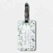 Stijlvol Elegant Monogram Waterverf Foliage Bagagelabel (Achterkant verticaal)