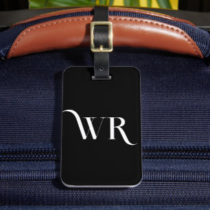 Stijlvol Elegant Ornament 2 Monogram Initiaal Zwar Bagagelabel