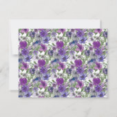 Stijlvol Elegant Paarse Bloemen Waterverf Script Notitiekaartje (Achterkant)