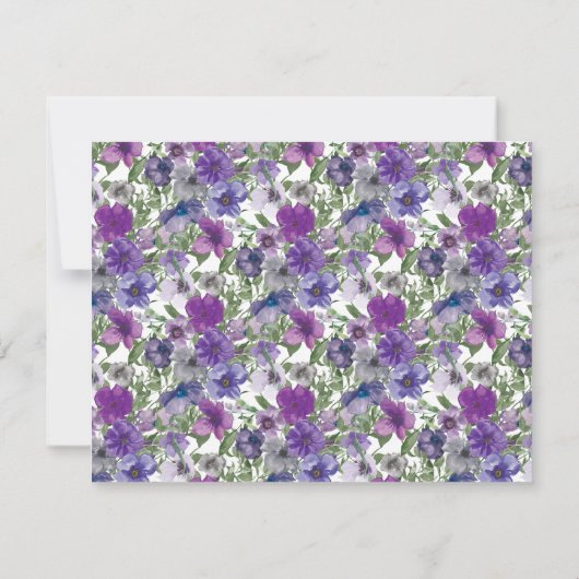 Stijlvol Elegant Paarse Bloemen Waterverf Script Notitiekaartje (Achterkant)