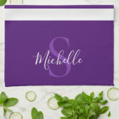 Stijlvol Elegant Paarse Eenvoudige Gestreepte Mono Theedoek (Gevouwen)