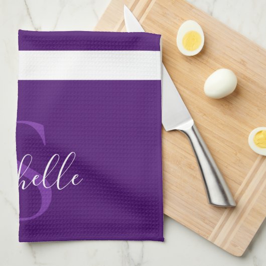 Stijlvol Elegant Paarse Eenvoudige Gestreepte Mono Theedoek (Quarter Fold)