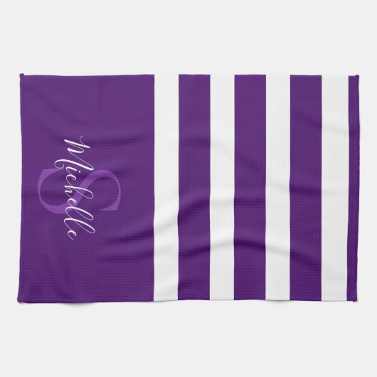 Stijlvol Elegant Paarse Eenvoudige Gestreepte Mono Theedoek (Horizontaal)