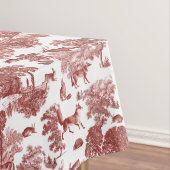 Stijlvol Elegant Red French Toile Fox Rabbit Tafelkleed (Voorbeeld)