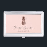Stijlvol elegant roos goudanananasje roze make-up visitekaarthouder<br><div class="desc">Moderne faux roos goud en roze anananas design.</div>