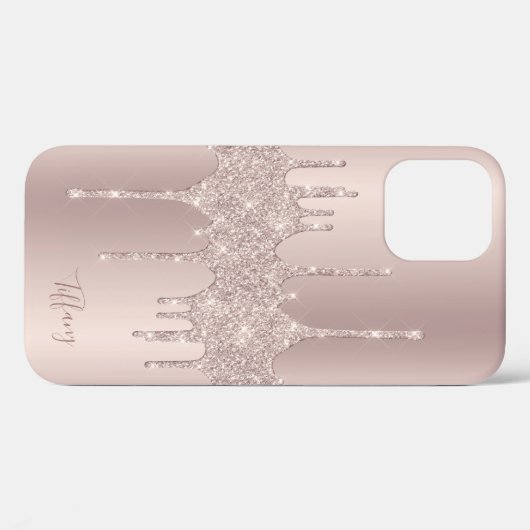 Stijlvol elegant roos goudglitterdruppels Case-Mate iPhone case (Achterkant (horizontaal))