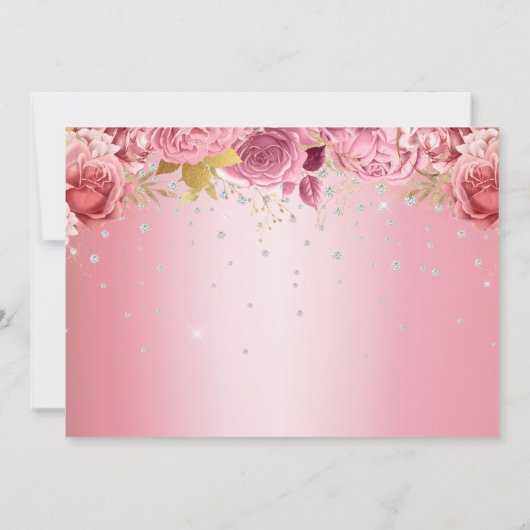 Stijlvol Elegant Roze Floral Afstuderen Kaart (Achterkant)