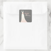 Stijlvol Elegant Roze Trouwjurk Vrijgezellenfeest Vierkante Sticker (Tas)