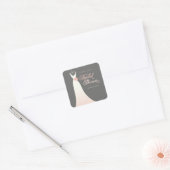 Stijlvol Elegant Roze Trouwjurk Vrijgezellenfeest Vierkante Sticker (Envelop)