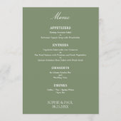 Stijlvol Elegant Sage Groen Bruiloft Menu (Voorkant)