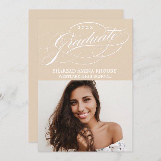 STIJLVOL ELEGANT SCRIPT 2 AFSTUDEREN FEESTUITNODIG KAART (Voorkant / Achterkant)