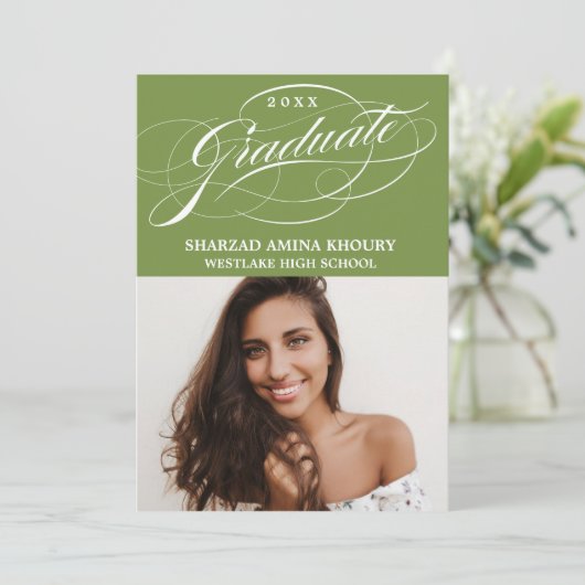 STIJLVOL ELEGANT SCRIPT 2 AFSTUDEREN FEESTUITNODIG KAART (Staand voorkant)