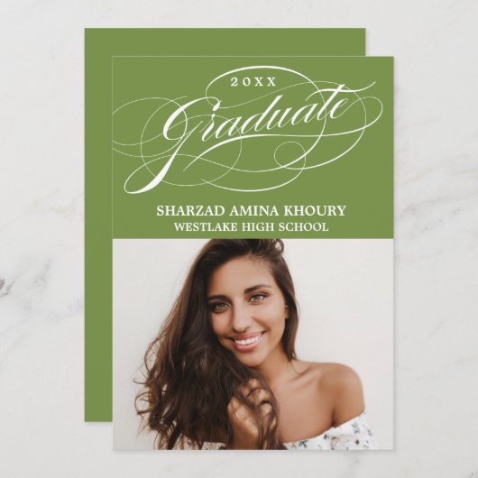 STIJLVOL ELEGANT SCRIPT 2 AFSTUDEREN FEESTUITNODIG KAART (Voorkant / Achterkant)