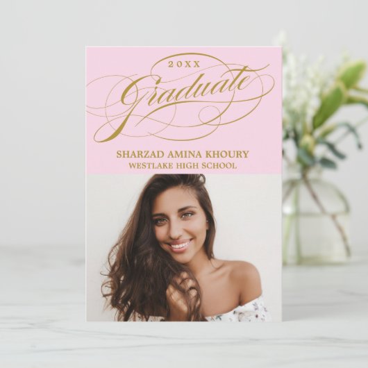 STIJLVOL ELEGANT SCRIPT 2 AFSTUDEREN FEESTUITNODIG KAART (Staand voorkant)