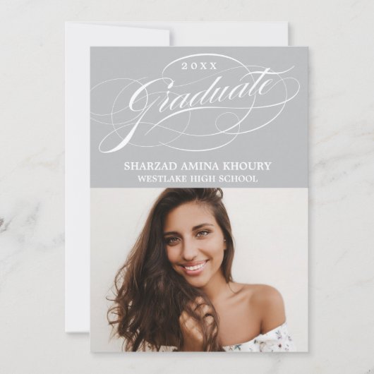 STIJLVOL ELEGANT SCRIPT 2 AFSTUDEREN FEESTUITNODIG KAART (Voorkant)
