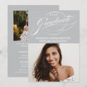 STIJLVOL ELEGANT SCRIPT 2 AFSTUDEREN FEESTUITNODIG KAART (Voorkant / Achterkant)