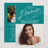 STIJLVOL ELEGANT SCRIPT 2 AFSTUDEREN FEESTUITNODIG KAART (Voorkant / Achterkant)