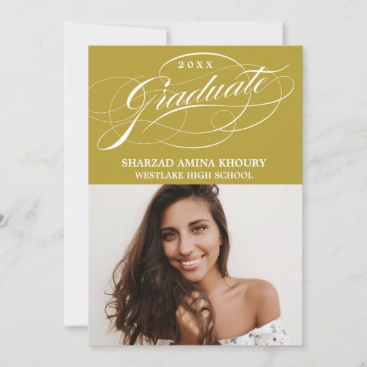 STIJLVOL ELEGANT SCRIPT 2 AFSTUDEREN FEESTUITNODIG KAART (Voorkant)
