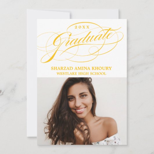STIJLVOL ELEGANT SCRIPT 2 AFSTUDEREN FEESTUITNODIG KAART (Voorkant)