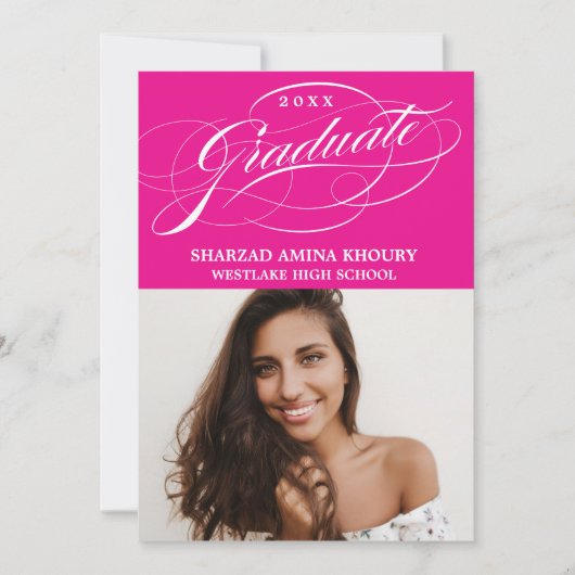 STIJLVOL ELEGANT SCRIPT 2 AFSTUDEREN FEESTUITNODIG KAART (Voorkant)