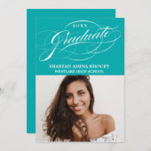 STIJLVOL ELEGANT SCRIPT 2 AFSTUDEREN FEESTUITNODIG KAART (Voorkant / Achterkant)