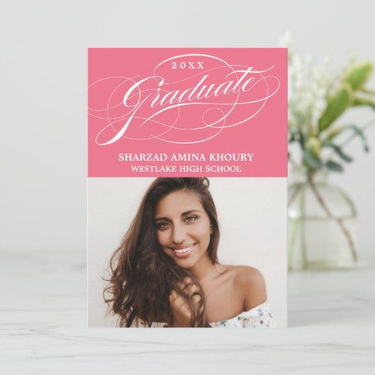 STIJLVOL ELEGANT SCRIPT 2 AFSTUDEREN FEESTUITNODIG KAART (Staand voorkant)