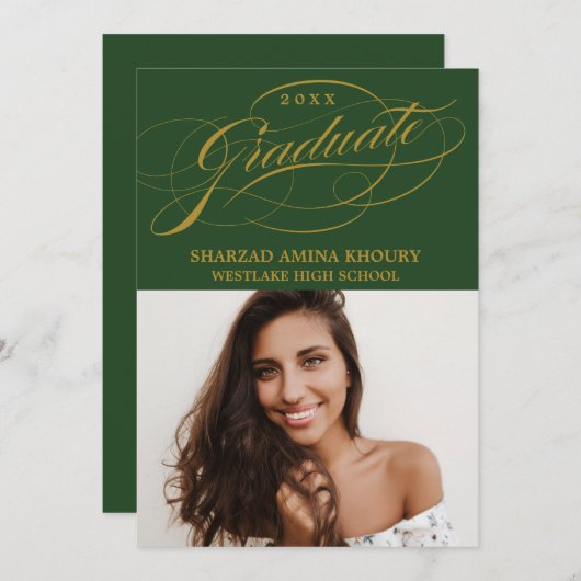 STIJLVOL ELEGANT SCRIPT 2 AFSTUDEREN FEESTUITNODIG KAART (Voorkant / Achterkant)