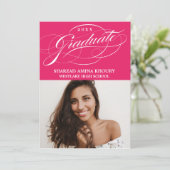 STIJLVOL ELEGANT SCRIPT 2 AFSTUDEREN FEESTUITNODIG KAART (Staand voorkant)