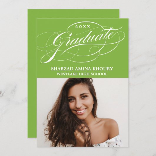 STIJLVOL ELEGANT SCRIPT 2 AFSTUDEREN FEESTUITNODIG KAART (Voorkant / Achterkant)