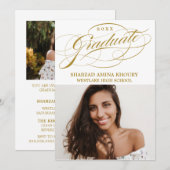 STIJLVOL ELEGANT SCRIPT 2 AFSTUDEREN FEESTUITNODIG KAART (Voorkant / Achterkant)