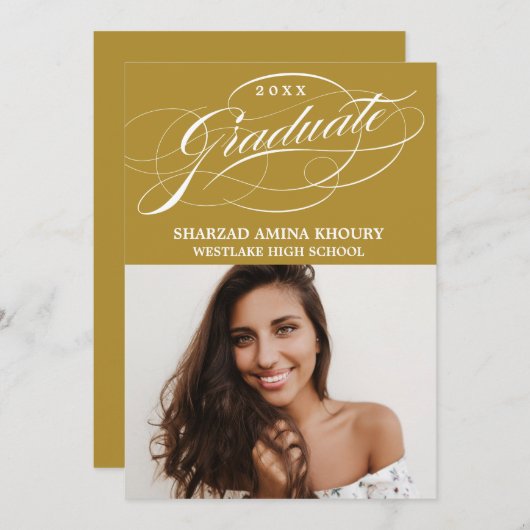 STIJLVOL ELEGANT SCRIPT 2 AFSTUDEREN FEESTUITNODIG KAART (Voorkant / Achterkant)