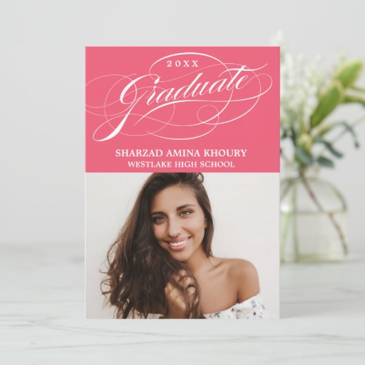 STIJLVOL ELEGANT SCRIPT 2 AFSTUDEREN FEESTUITNODIG KAART (Staand voorkant)