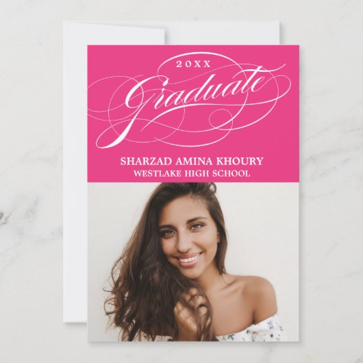 STIJLVOL ELEGANT SCRIPT 2 AFSTUDEREN FEESTUITNODIG KAART (Voorkant)