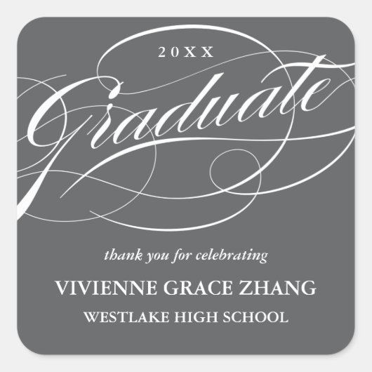 STIJLVOL ELEGANT SCRIPT AFSTUDEREN DANK U STICKER (Voorkant)