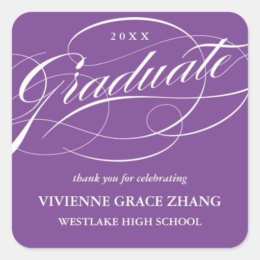 STIJLVOL ELEGANT SCRIPT AFSTUDEREN DANK U STICKER (Voorkant)
