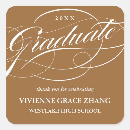 STIJLVOL ELEGANT SCRIPT AFSTUDEREN DANK U STICKER (Voorkant)