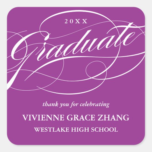 STIJLVOL ELEGANT SCRIPT AFSTUDEREN DANK U STICKER (Voorkant)