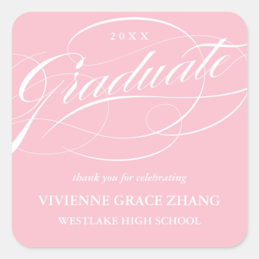 STIJLVOL ELEGANT SCRIPT AFSTUDEREN DANK U STICKER (Voorkant)
