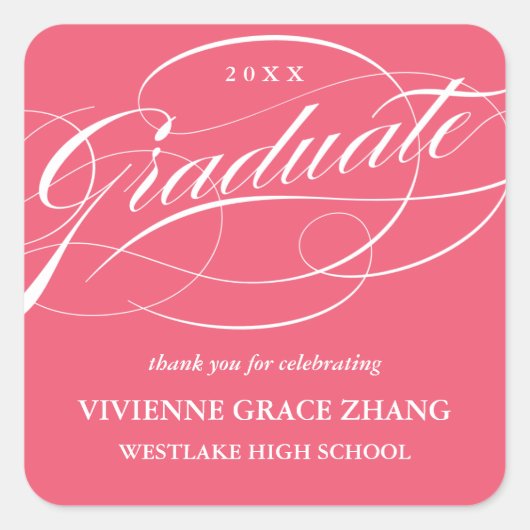 STIJLVOL ELEGANT SCRIPT AFSTUDEREN DANK U STICKER (Voorkant)