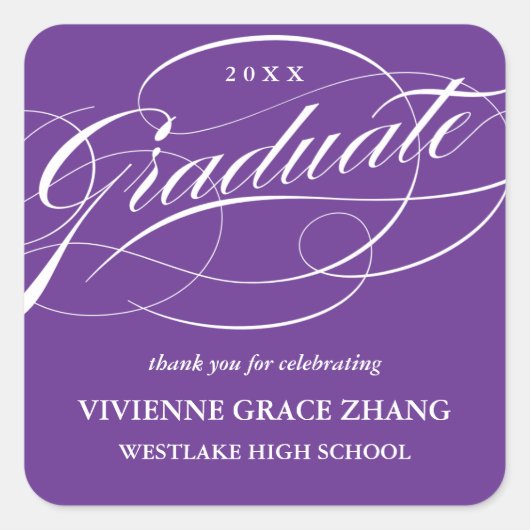 STIJLVOL ELEGANT SCRIPT AFSTUDEREN DANK U STICKER (Voorkant)