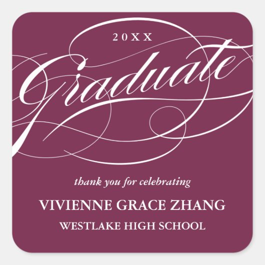 STIJLVOL ELEGANT SCRIPT AFSTUDEREN DANK U STICKER (Voorkant)
