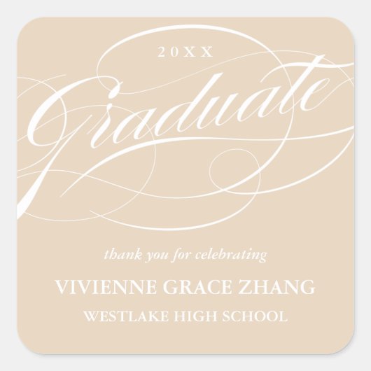 STIJLVOL ELEGANT SCRIPT AFSTUDEREN DANK U STICKER (Voorkant)