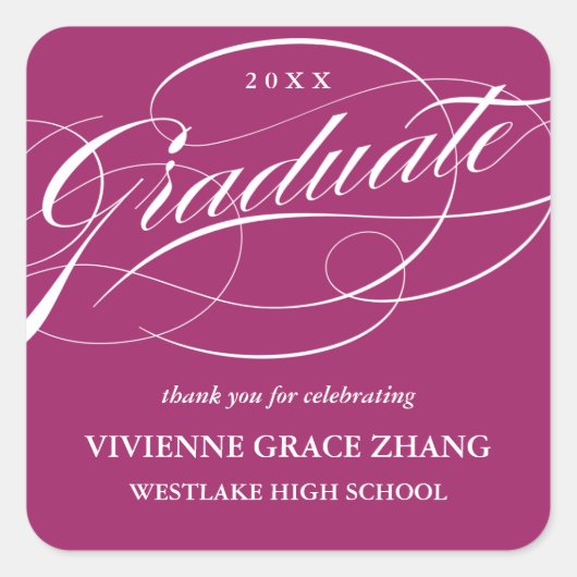 STIJLVOL ELEGANT SCRIPT AFSTUDEREN DANK U STICKER (Voorkant)