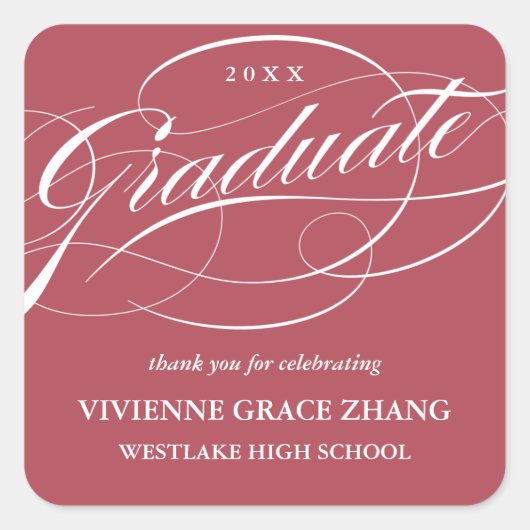 STIJLVOL ELEGANT SCRIPT AFSTUDEREN DANK U STICKER (Voorkant)