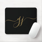 Stijlvol Elegant Script Initiaal Goud Monogram Muismat (Met muis)