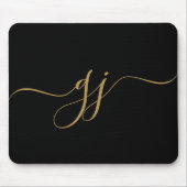 Stijlvol Elegant Script Initiaal Goud Monogram Muismat (Voorkant)