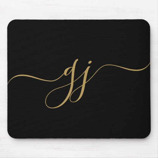 Stijlvol Elegant Script Initiaal Goud Monogram Muismat (Voorkant)